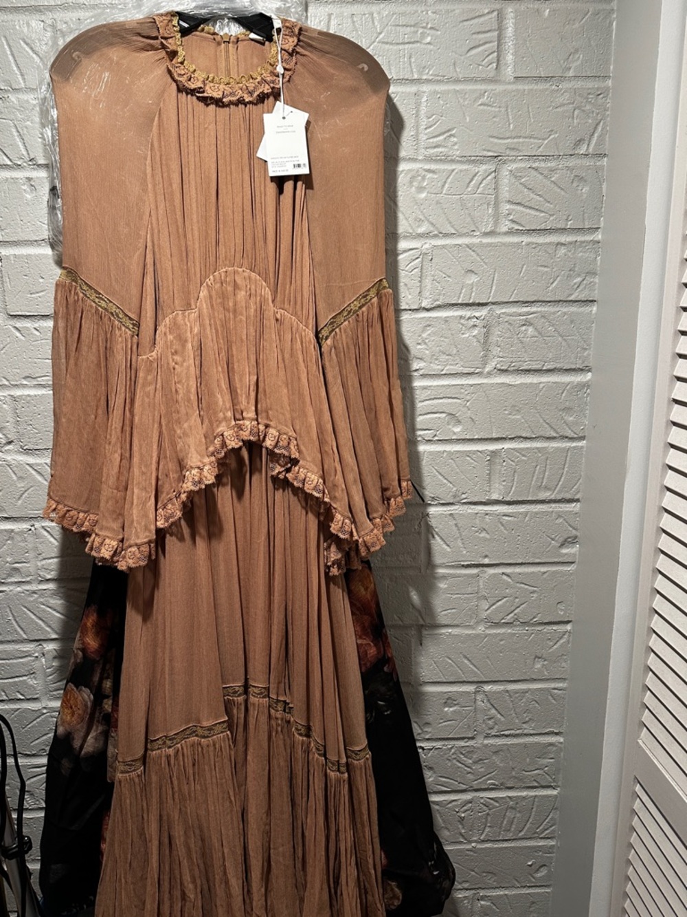 NWT New ZIMMERMANN Hypnotic Peplum Flutter Tiered Midi Dress in Biscuit Size 0 - Picture 3 of 13